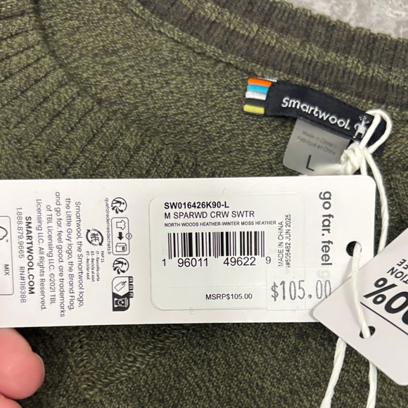 Smartwool Men’s Sparwood Crew Sweater North woods Heather Large NWT - Picture 3 of 7